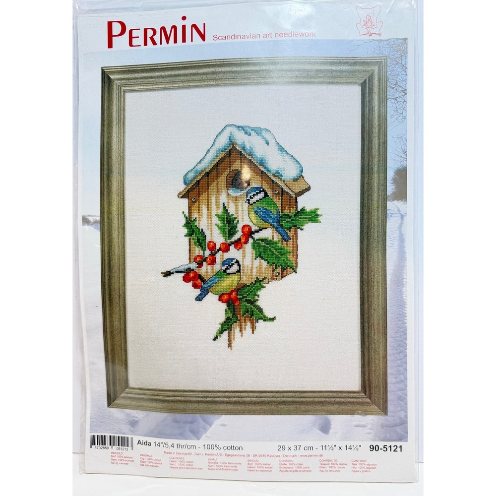 Permin Scandinavian Winter Birdhouse Cross Stitch Kit 90-5121 New Sealed